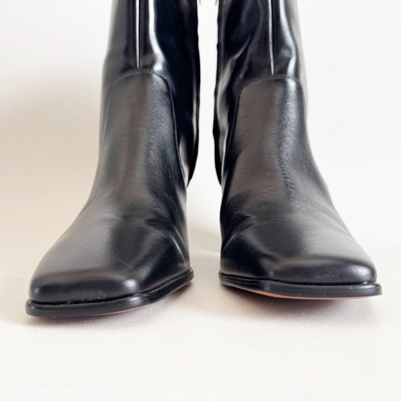 New Madewell The Zane Ankle Boot Black Leather Block Heel Square Classic US 11 - Picture 5 of 12